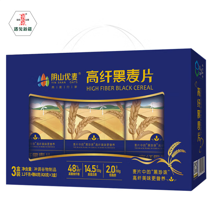 高纤黑麦片  1.2千克+赠60克（420克×3盒）
